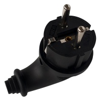 Вилка угловая черная 16 А, каучук (2036) оптом