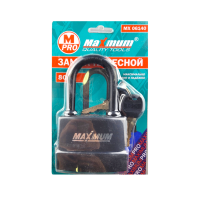 Замок навесной всепогодный 80 мм, с длинным ушком,автоматическое запирание,"MAXIMUM" MX06140 (3481) оптом