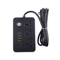 Удлинитель с заземлением 2 м, плоский, 3 розетки EU_UK_US, 5 USB портов,Type C,T05, "MAXIMUM" MX 148 оптом